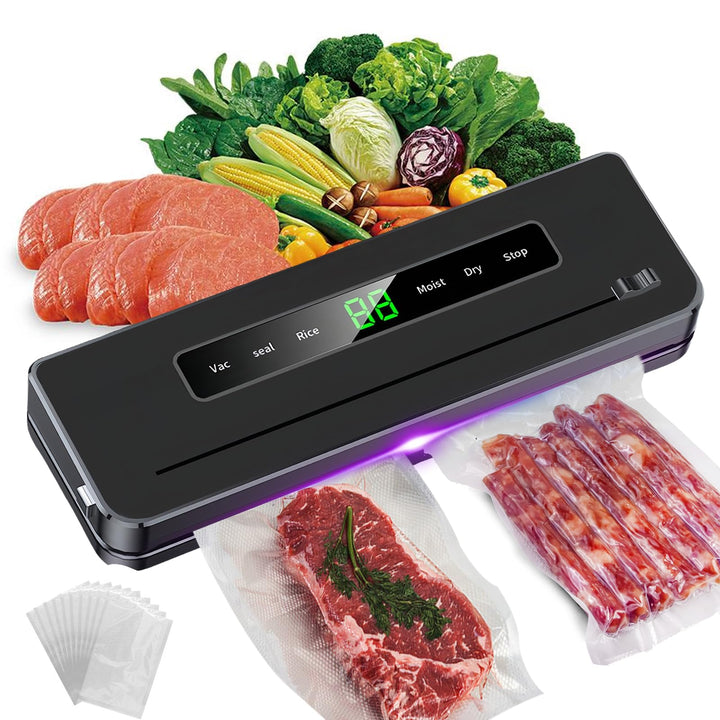 Vakuumiergerät 6-in-1, Vakuum Maschine mit Folienschweissgerät, 10 Beutel & Schlauch, Trockene/Feuch