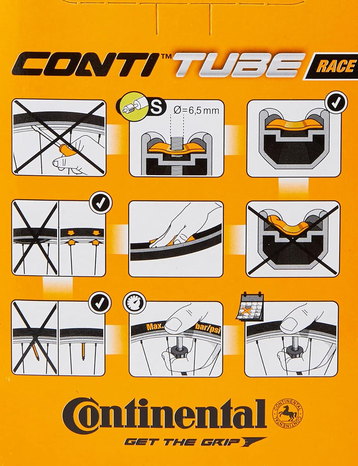 Continental Race Tubes Fahrradschläuche mit Adaptern, Schwarz, 700 x 20-25c (5er pack)