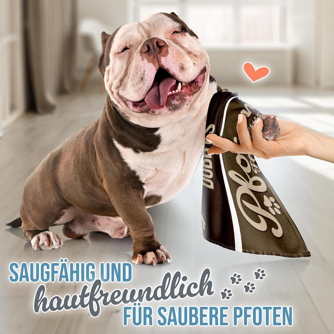 PR Print Royal Personalisiertes Hundehandtuch mit Name selbst gestalten - Pfotenhandtuch - Pfotentuc