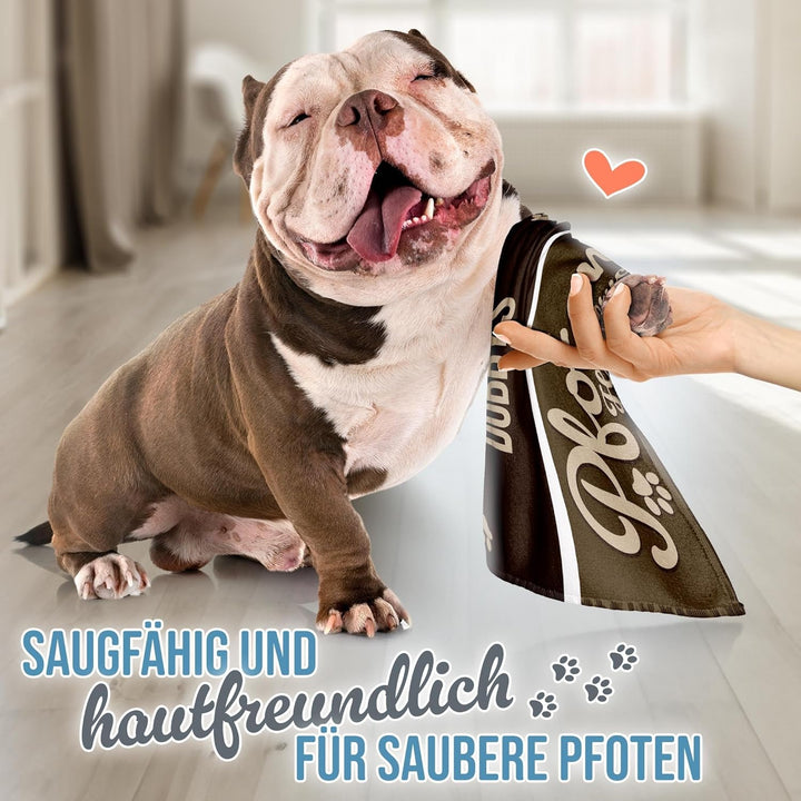 PR Print Royal Personalisiertes Hundehandtuch mit Name selbst gestalten - Pfotenhandtuch - Pfotentuc