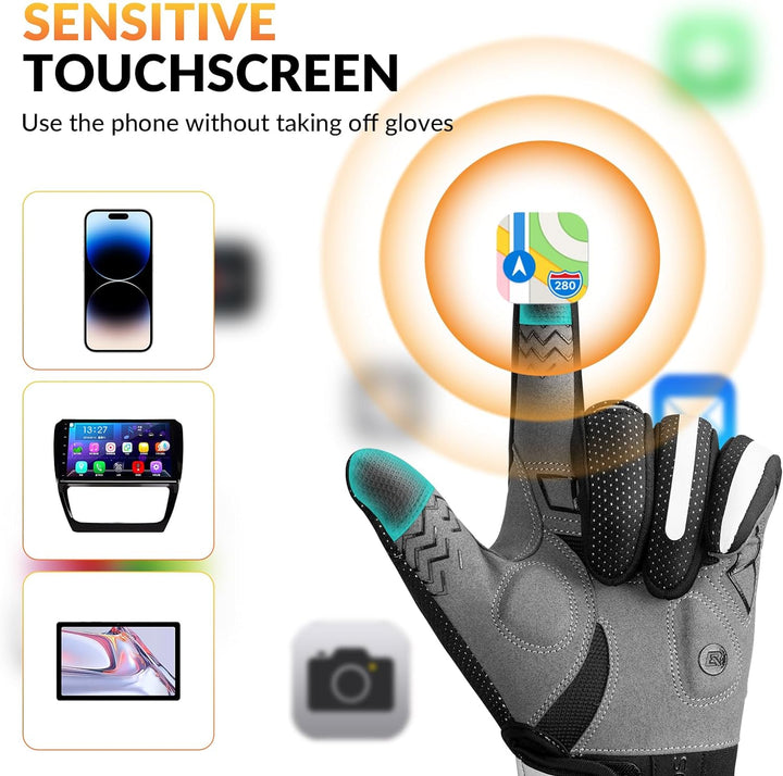 ROCKBROS Beheizte Handschuhe Winter Beheizbare Fahrradhandschuhe Touchscreen Warme Winddichte Heizha