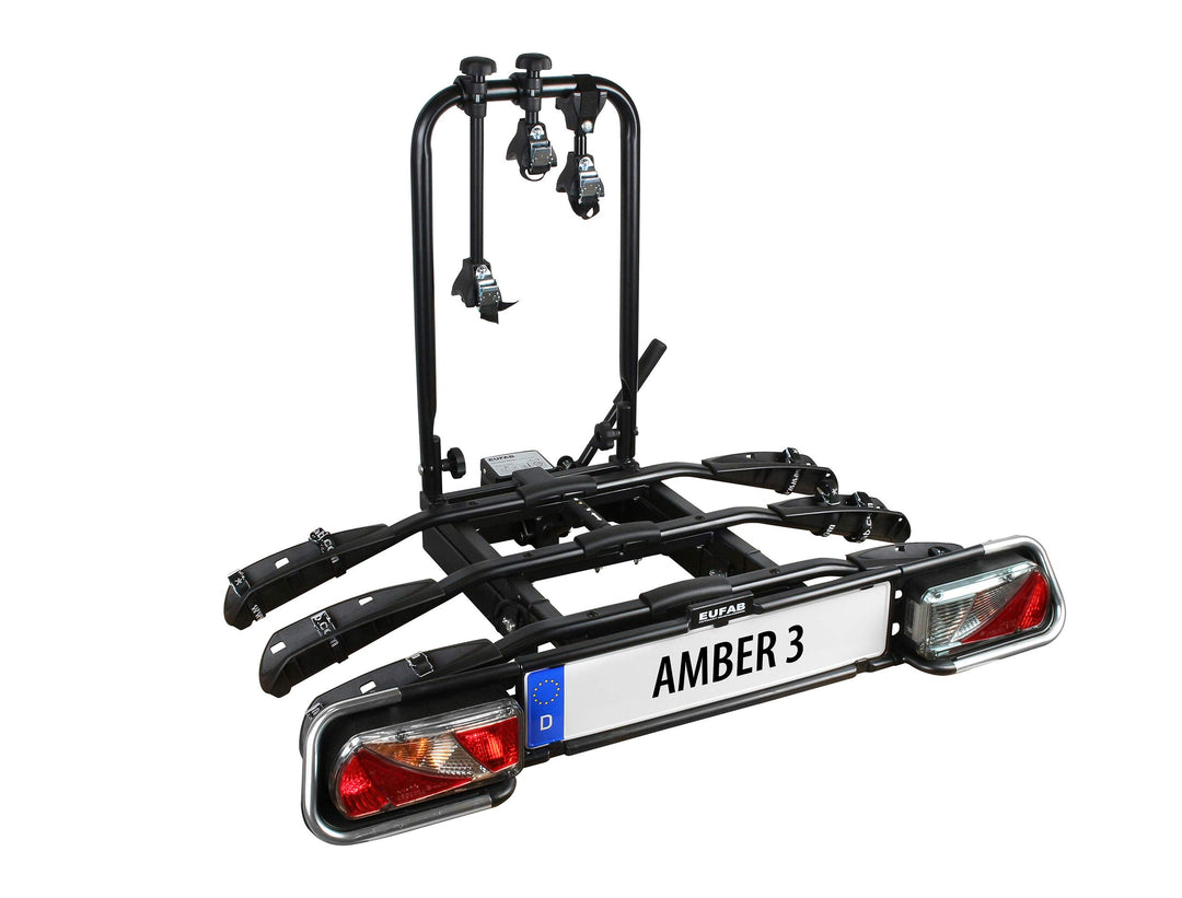 EUFAB 11555 Fahrradträger AMBER 3, E-Bike geeignet, teilweise vormontiert, Diebstahlschutz, für 3 Fa