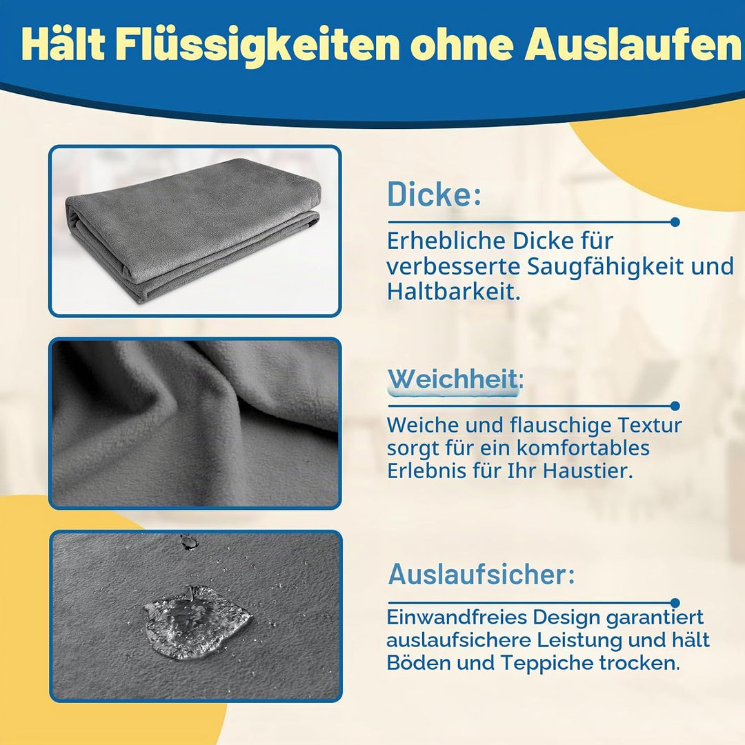 Waschbare Urinierunterlagen für Hunde: 91x 122 cm-Grau-2 Packungen Dicke-Wiederverwendbare Welpenunt