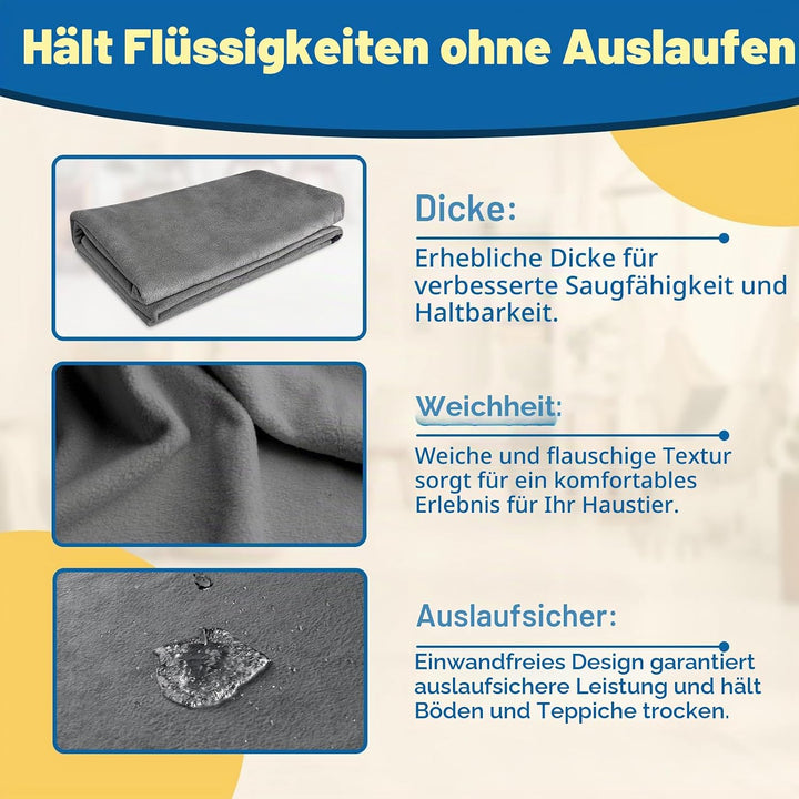 Waschbare Urinierunterlagen für Hunde: 91x 122 cm-Grau-2 Packungen Dicke-Wiederverwendbare Welpenunt