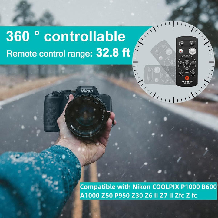 AODELAN Funkfernauslöser Kabellose Fernauslöser für Nikon Zfc P1000 B600 A1000 P950 Z50; ersetzt Nik