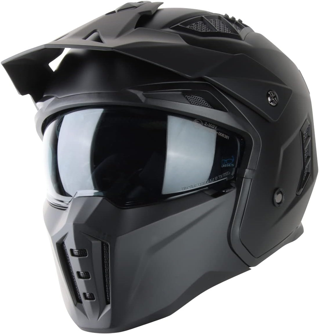 VINZ Kioto Jethelm / Streetfighter Helm | ECE 22.06 zugelassen | Rollerhelm mit Sonnenvisier / Sonne