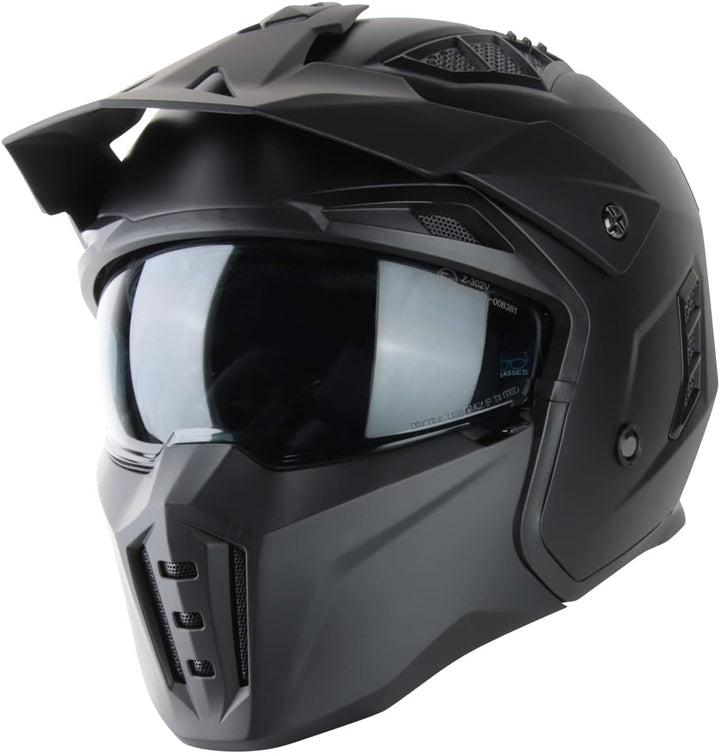 VINZ Kioto Jethelm / Streetfighter Helm | ECE 22.06 zugelassen | Rollerhelm mit Sonnenvisier / Sonne