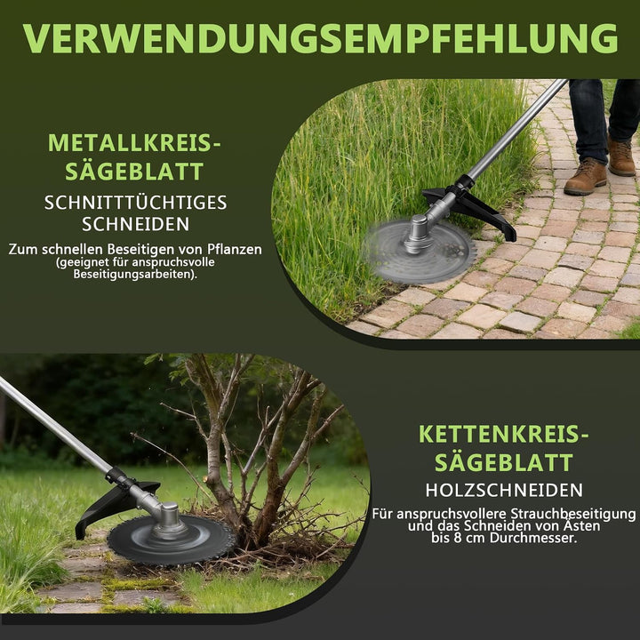 1380W Akku Rasentrimmer für Makita-Akkus, mit 2 Akkus und Ladegerä | 7-In-1 Akku Freischneider mit U