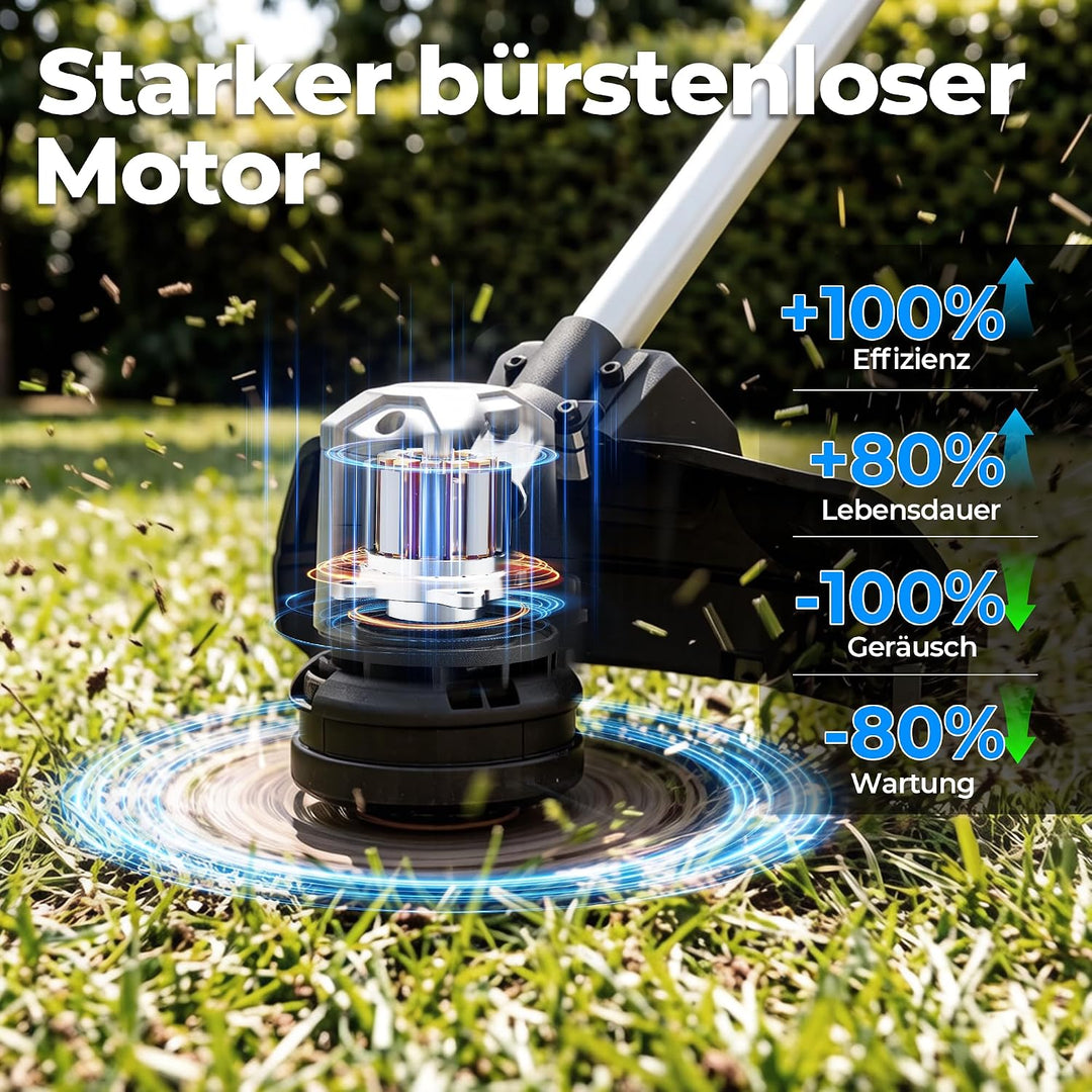 Dong Cheng Akku Rasentrimmer & Kantenschneider 40V, 33cm Schnittbreite | TIPP-Automatik, 2x2,0Ah Akk