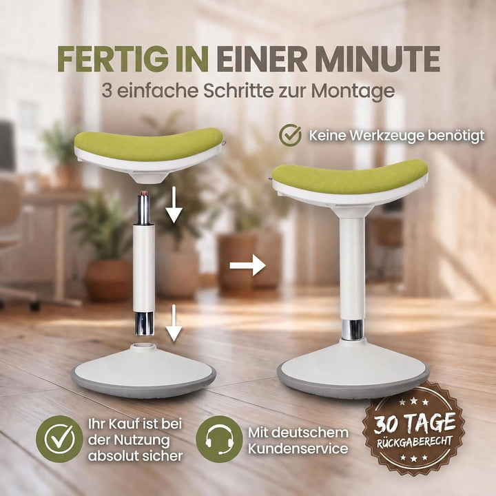 Stehhocker 35-45cm höhenverstellbar ergonomischer Wackelhocker Grün Small, Grün Small