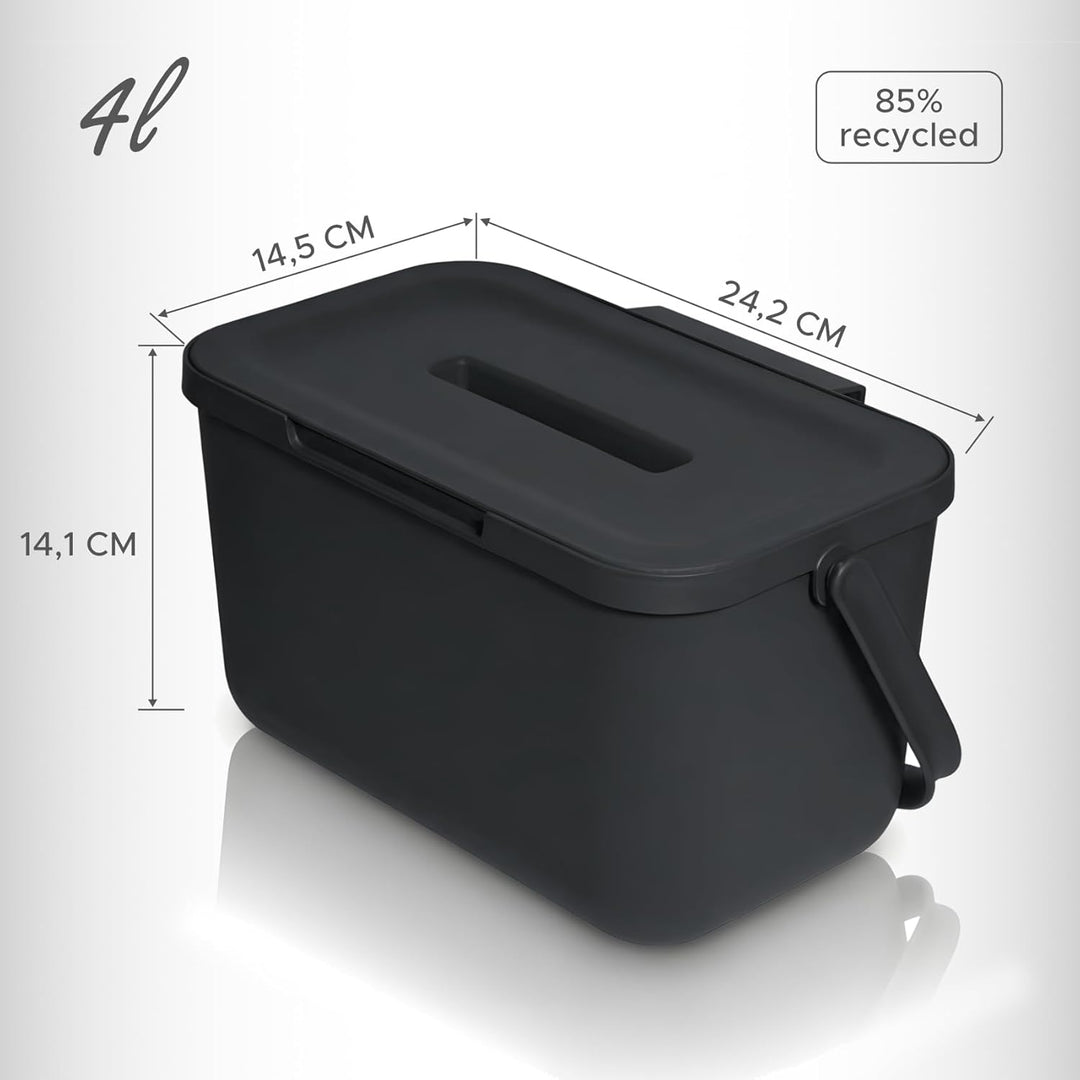 WUITOKI Biomülleimer Küche 4l, Hängmülleimer aus Kunststoff, klein, geruchsdicht, spülmaschinenfest,