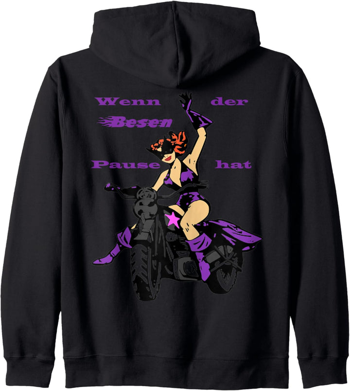 Wenn der Besen Pause hat Hexe Motorrad Kapuzenjacke