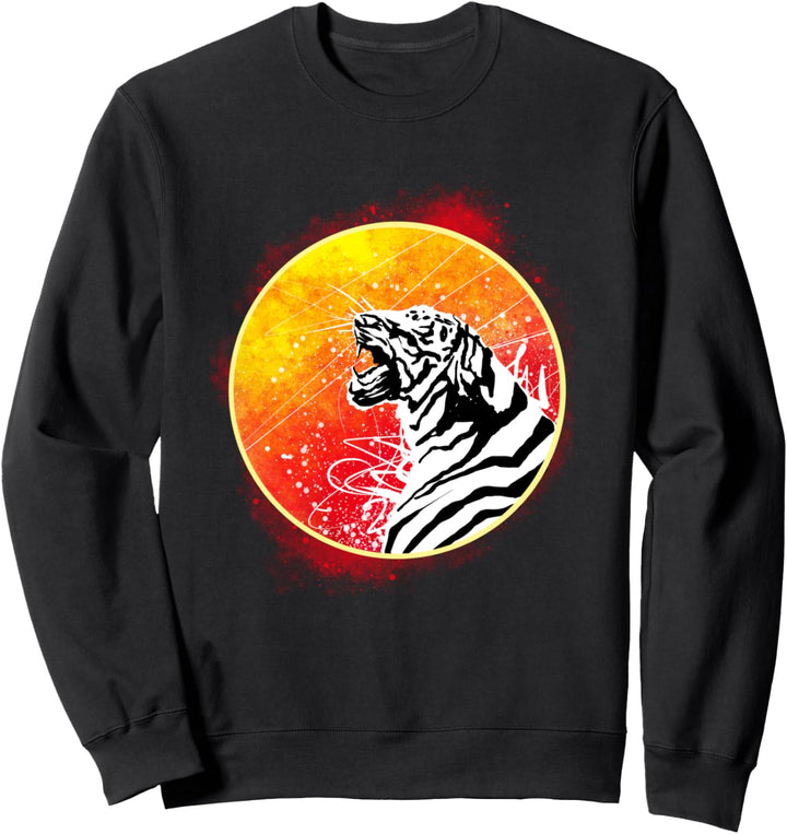 Big Cat White Tiger Feuer und Sonne Sweatshirt