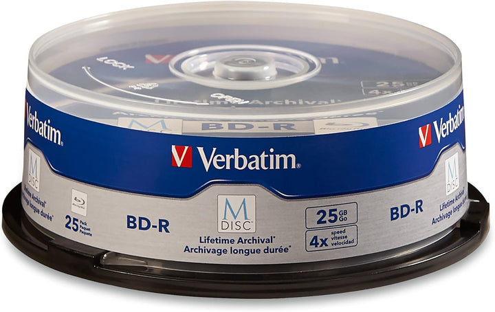 Verbatim 98809 M-DISC BD-R 25GB/1-4x, 25-Disc Cakebox 25-Disc BD-R 25GB