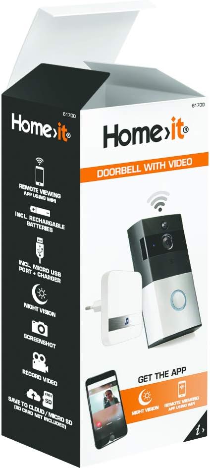Millarco Home>it® Video-Türklingel mit WLAN und App - 720p HD Kamera, Nachtsicht, Zwei-Wege-Audio, B