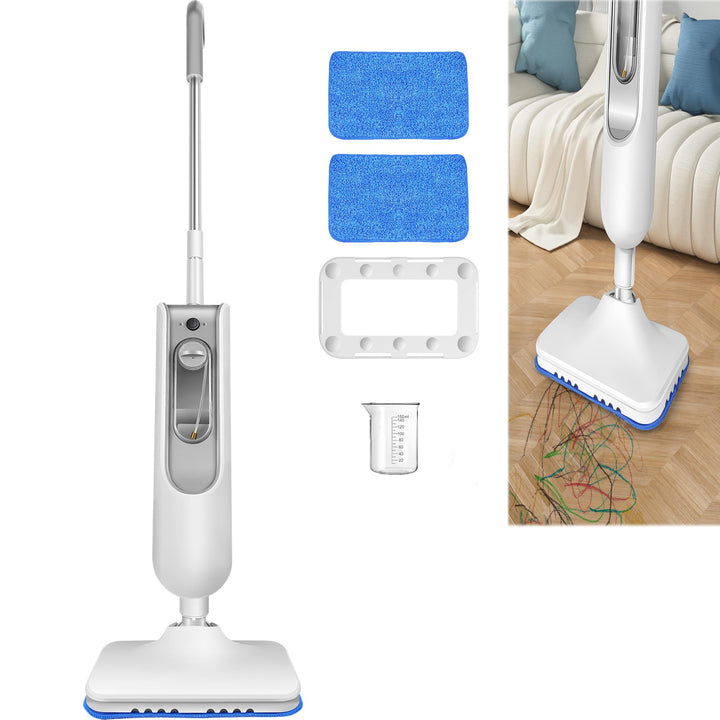 2 in 1 Dampfreiniger inkl. Reinigungsaufsätze & 2 Ersatzpads - Dampfbesen & Handdampfreiniger - elek