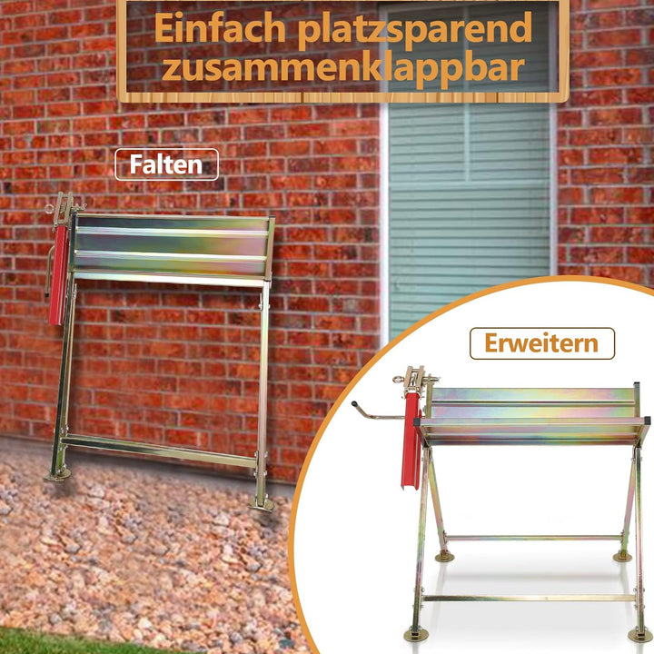 Daromigo Sägebock mit Kettensägen-Halterung, Kettenschutz, Messstab, 81x72x78,5 cm, Stabile Sägestän