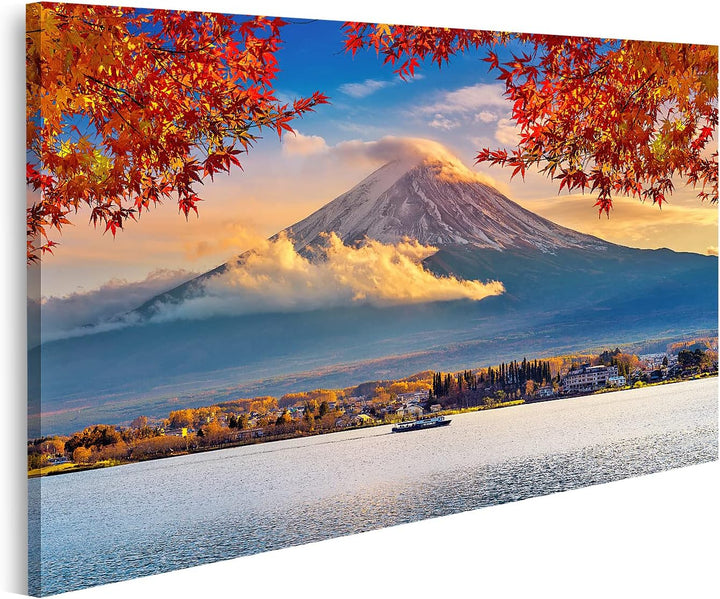 islandburner Bild auf Leinwand Fuji Berg Kawaguchiko See Sonnenuntergang Herbst Jahreszeiten Yamanac