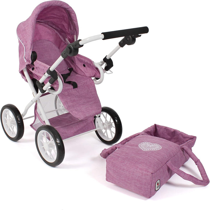 Bayer Chic 2000 - Puppenwagen Leni, 2in1 Kombipuppenwagen mit herausnehmbarer Tragetasche, Jeans pin
