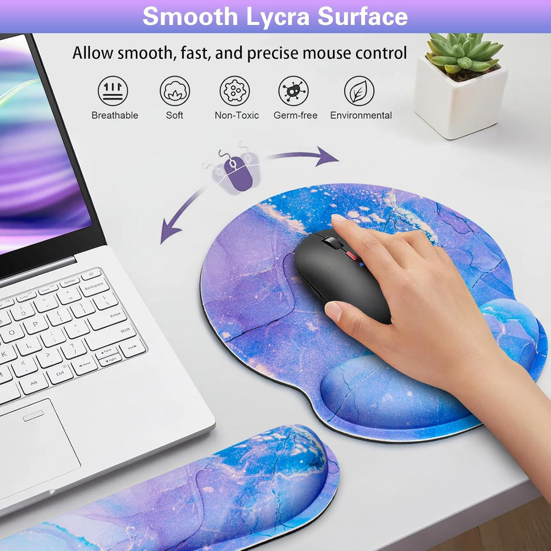 3-in-1 Gelkissen+Handballenauflage Tastatur+Cup, Ergonomisches Mauspad mit Memory Foam, Schmerzlinde
