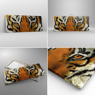 Wandbilder Dekoration Wohnzimmer Tiger Tiere Natur Safari Panorama Bilder auf Leinwand 120x50cm Lein