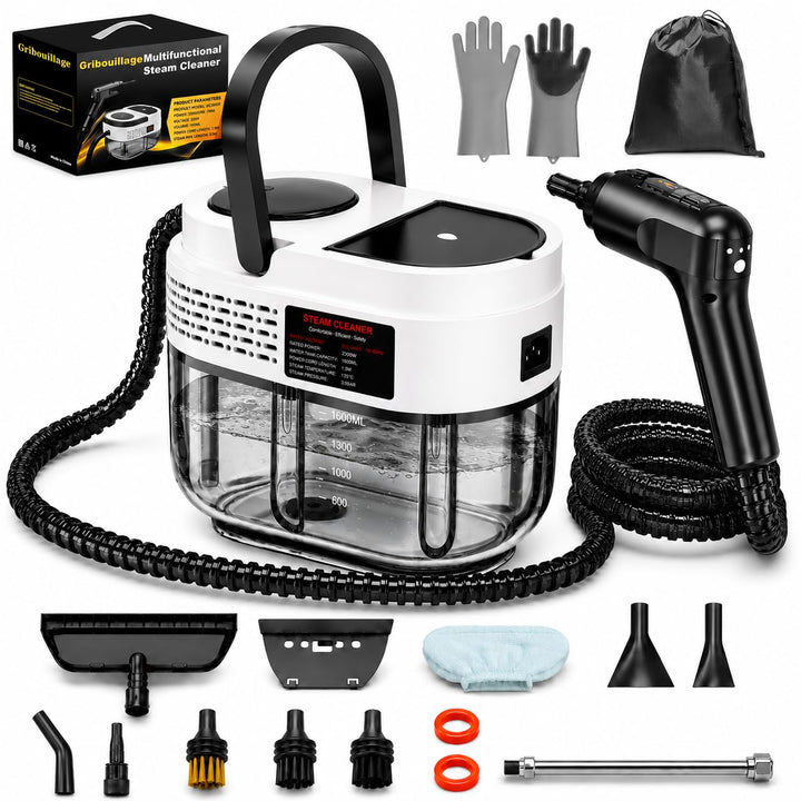 Dampfreiniger Handgerät, 2500W Handdampfreiniger mit 1,6-Liter-Wassertank, 15 Sekunden Aufheizzeit,