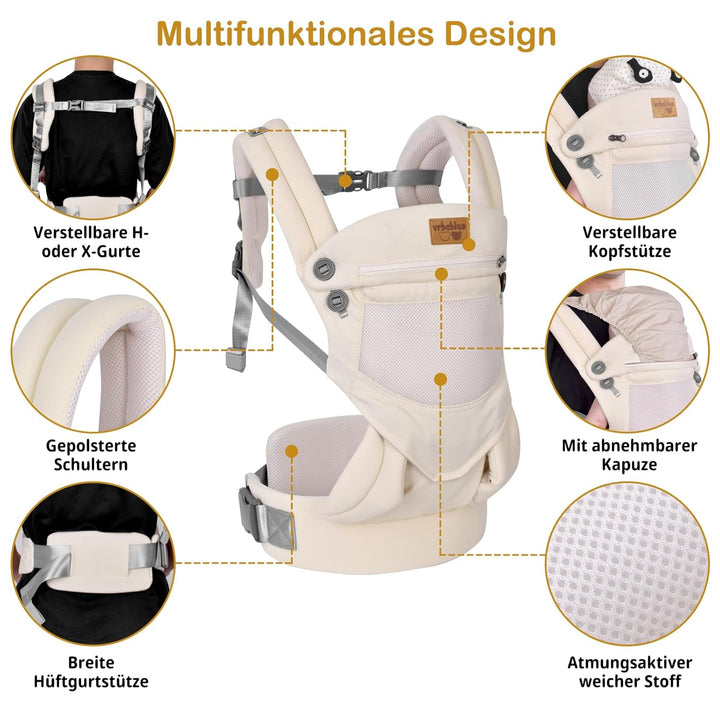 Babytrage-Ergonomisch,Babytrage für Neugeborene ab Geburt Leicht und Bequem,Leicht zu Tragen,Geeigne