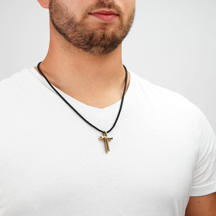 SERASAR Premium Leder Halskette Herren | Edelstahl Anhänger | Sicherer Verschluss | Drei Farben | In