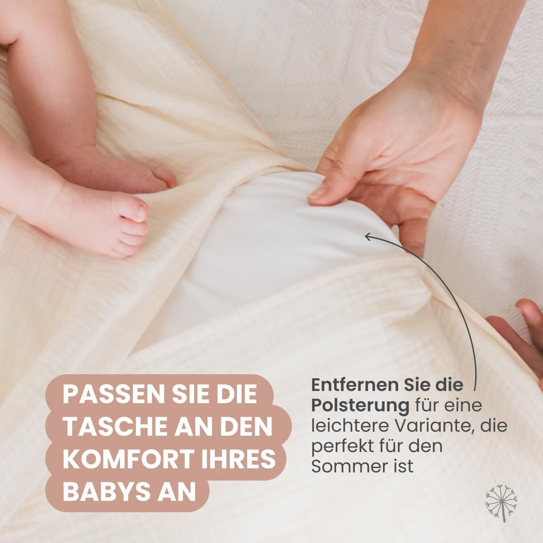 MIMUSELINA Fusssack Babyschale | Ganzjährige Einschlagdecke Winter/Sommer mit Herausnehmbarem Futter