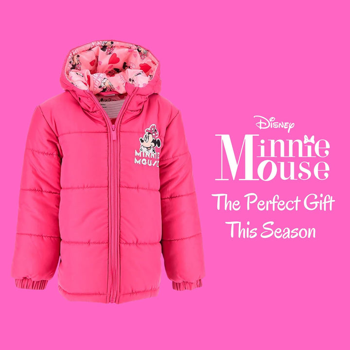Disney Minnie Mouse Mantel für Mädchen, Warme und Weich Gepolsterte Jacke, Kapuzenmantel für Mädchen