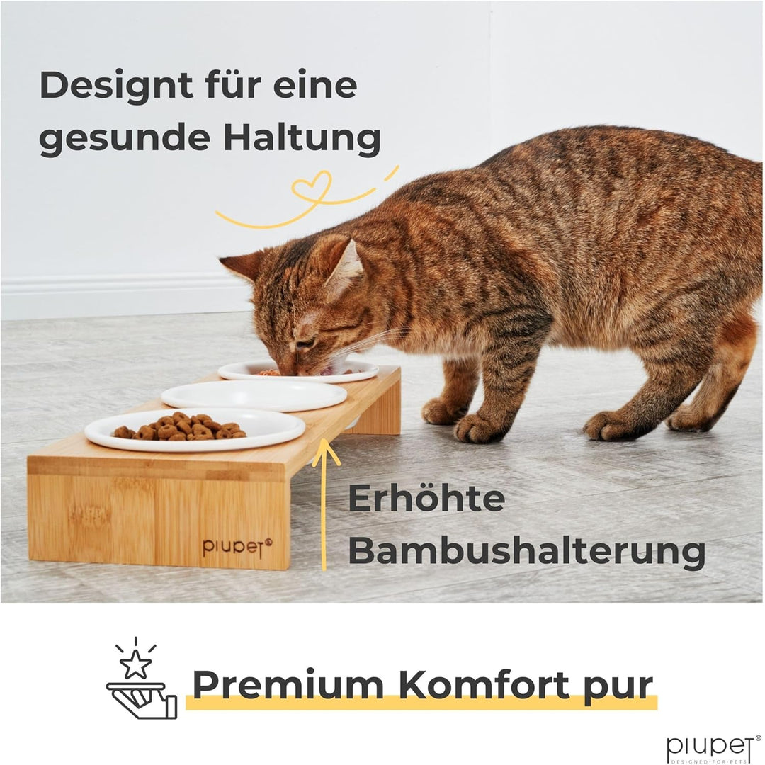 PiuPet® Katzennapf 3er Set I 250ml I Spülmaschinenfest I Erhöhte Futternäpfe für Katzen &amp; kleine Hun