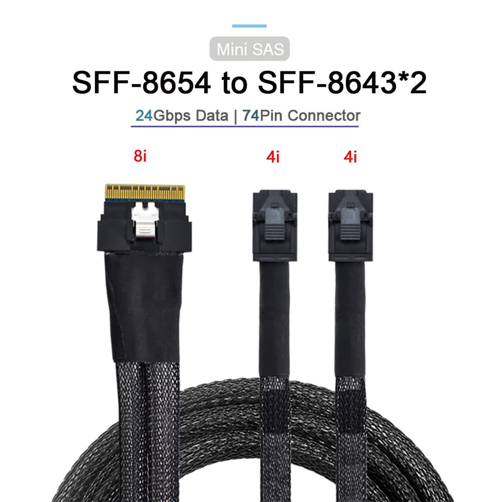 xiwai PCI-E Ultraport Slimline SAS Slim 4.0 SFF-8654 8i 74pin auf Dual SFF-8643 4i Mini SAS HD Kabel