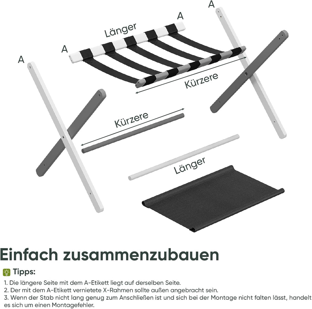 Semiocthome Kofferständer, Faltbarer Gepäckträger aus Bambus mit Ablage für Gästezimmer, Schlafzimme
