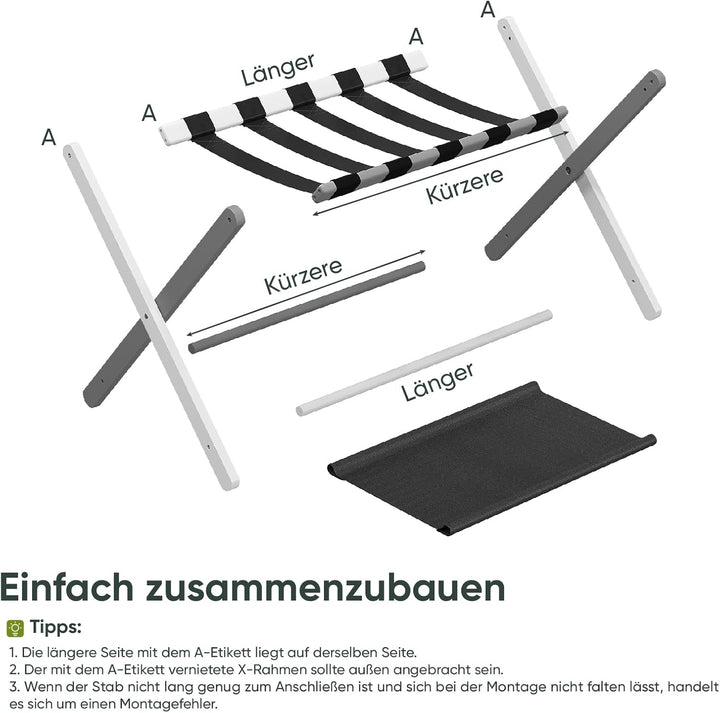 Semiocthome Kofferständer, 2er-Set, Faltbarer Gepäckträger aus Bambus mit Ablage für Gästezimmer, Sc