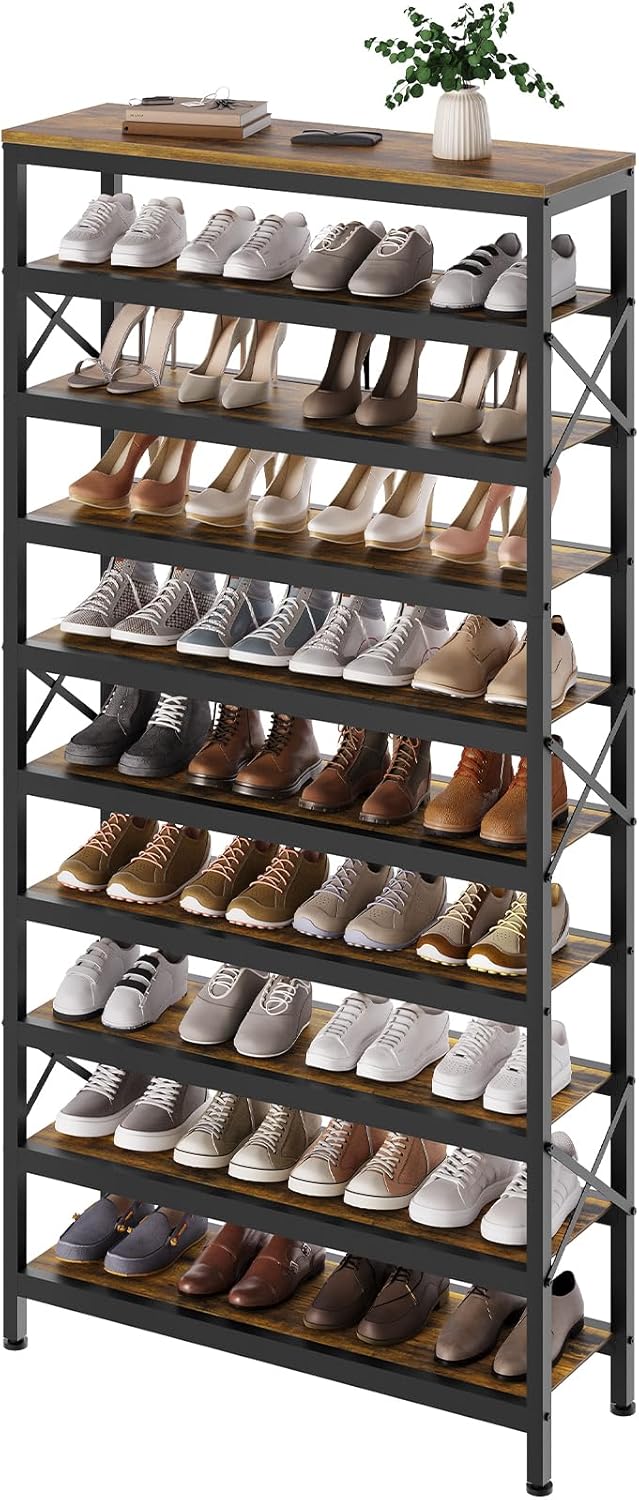 YATINEY 10-stufiges Schuhregal für Eingangsbereich, Schuhhalter, Schuhorganizer für 30-40 Paar Schuh