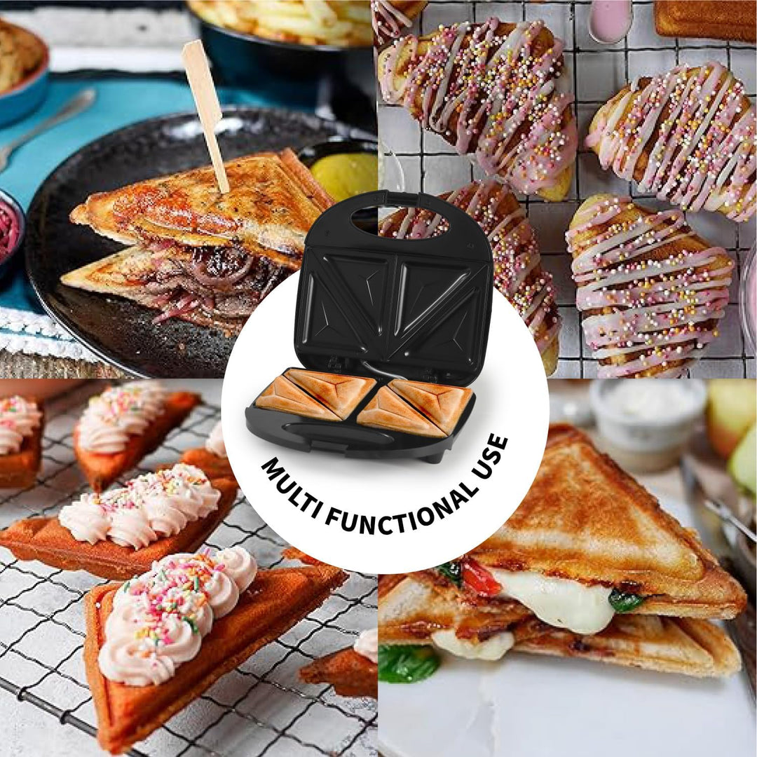 Sandwichmaker 750W, Sandwichtoaster Kuchen 2 Scheiben mit Antihaftbeschichtung, Doppelseitiges Backe
