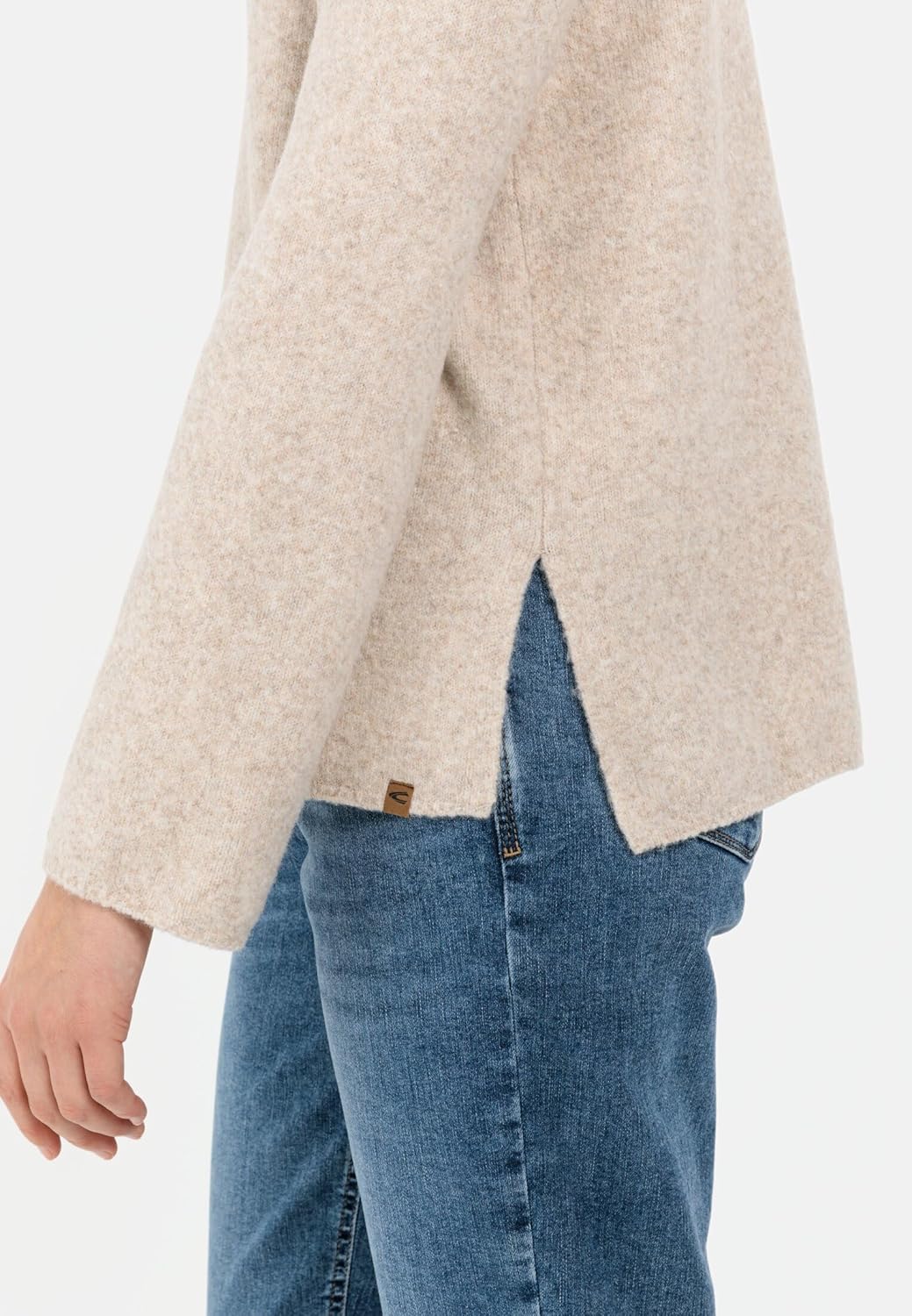 camel active Damen Oversized Strickpullover mit Rollkragen L Mandel, L Mandel
