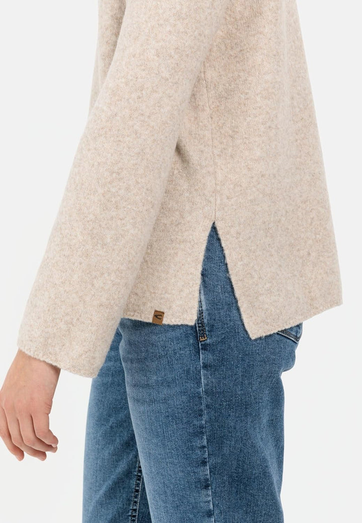 camel active Damen Oversized Strickpullover mit Rollkragen L Mandel, L Mandel