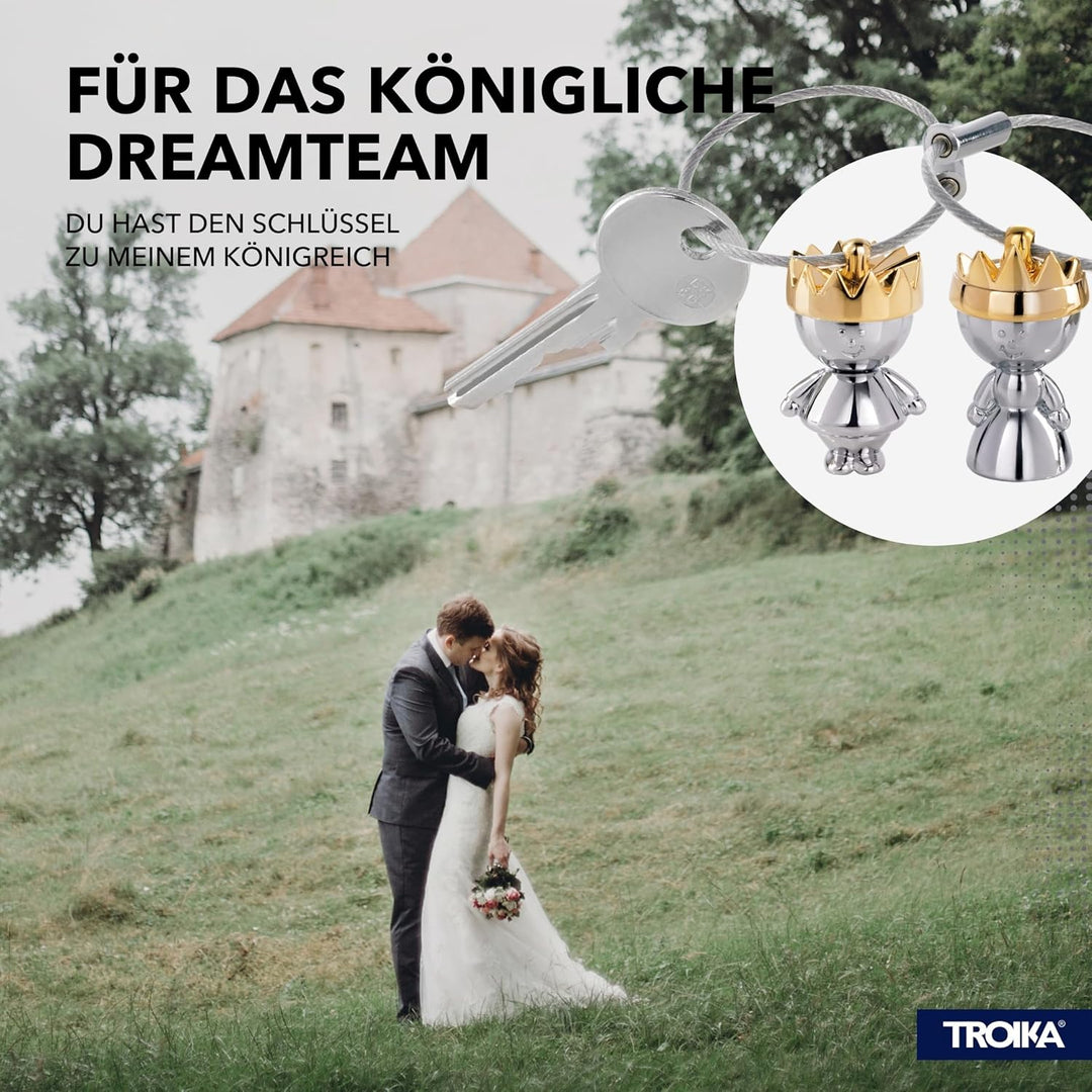 TROIKA Schlüsselanhänger Set LITTLE KING &amp; LITTLE QUEEN - KR9-38/CH - Set König &amp; Königin - in farbi