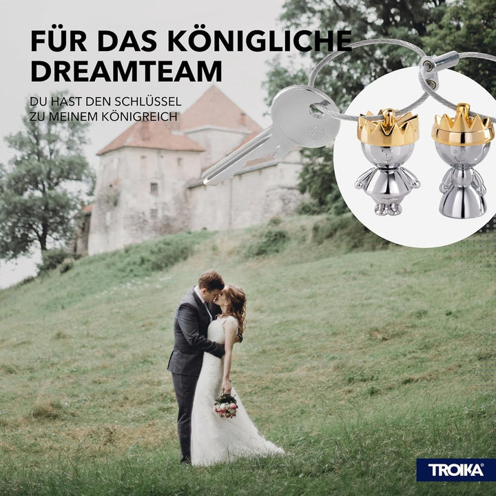TROIKA Schlüsselanhänger Set LITTLE KING &amp; LITTLE QUEEN - KR9-38/CH - Set König &amp; Königin - in farbi