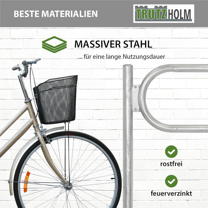 TRUTZHOLM 2x Fahrradanlehnbügel 115 x 124 cm mit Mittelrahmen Stahl feuerverzinkt Ø 60 mm zum Einbet