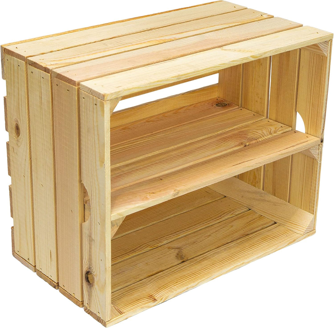 3er Set Massive Obstkiste Apfelkiste Weinkiste aus dem Alten Land +++ 49 x 42 x 31 cm (Natur MIT Ein