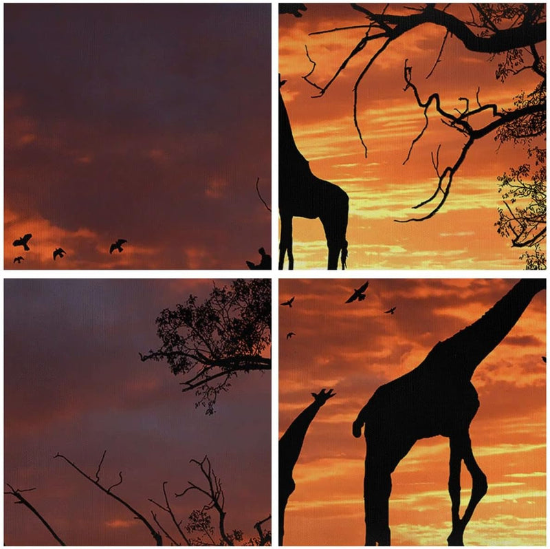 Bilder auf Leinwand Giraffe Afrika Sonne Safari Leinwandbild 70x50cm Wandbilder Dekoration Wohnzimme