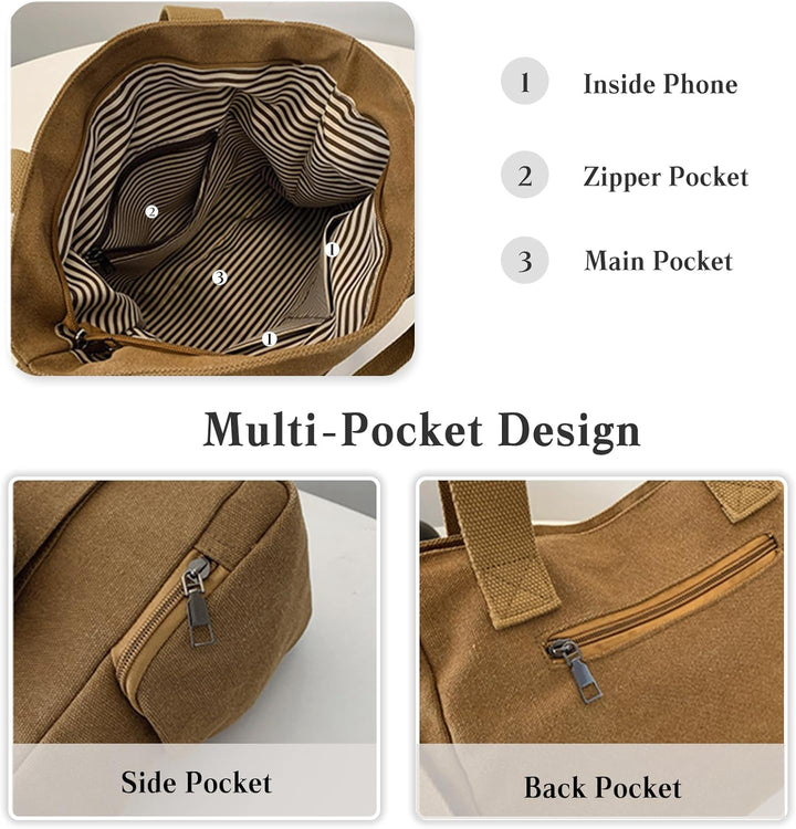 CORIOS Damen Canvas Umhängetasche Grosse Kapazität Schultertasche Handtasche Multifunktionale Tote B