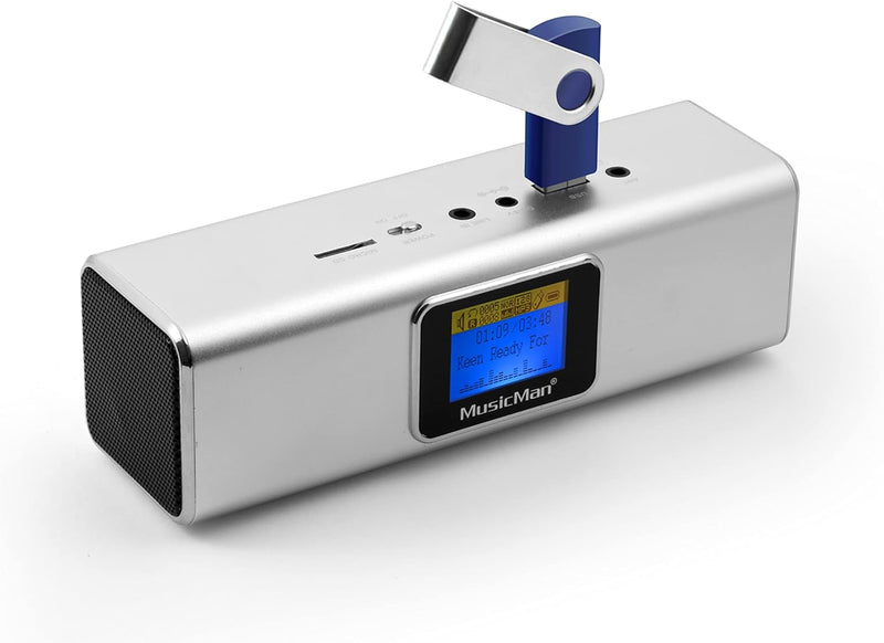 Musicman MA Soundstation Stereo-Lautsprecher mit integriertem Akku und LCD Display (MP3 Player, Radi