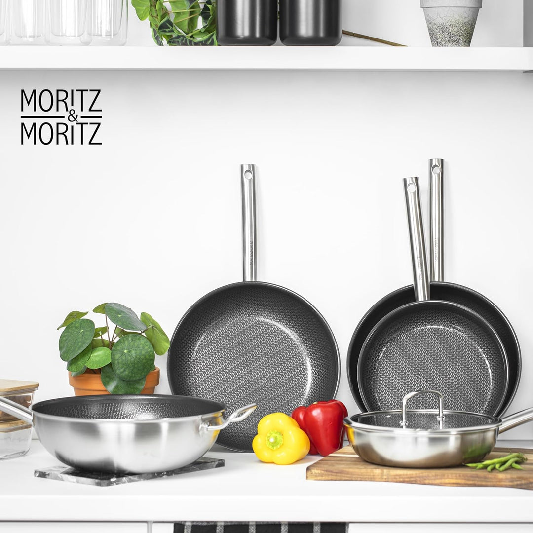 Moritz & Moritz Edelstahlpfannen 24 & 28cm mit Keramikbeschichtung der neuesten Generation - für all