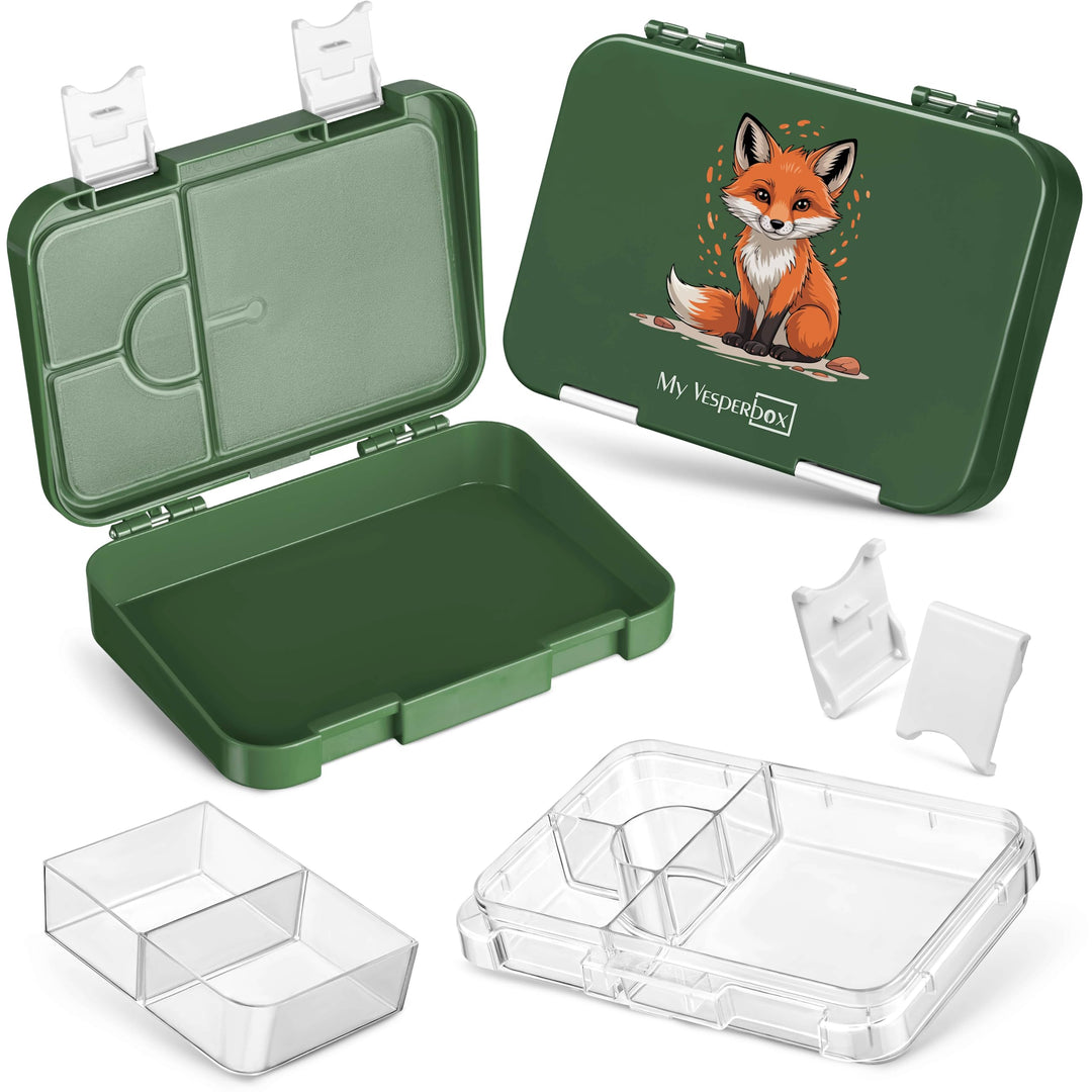 My Vesperbox – Len - Bento Box Kinder - Lunchbox mit 4+2 Fächern - extrem robust – Brotdose – Brotbo