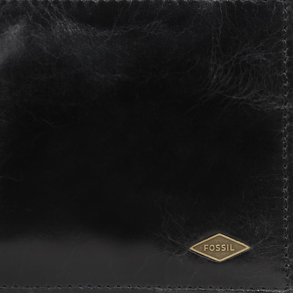 Fossil Herren Reisepasshülle Ryan aus Leder 12,4 cm L x 0,5 cm B x 8,9 cm H Schwarz, Schwarz