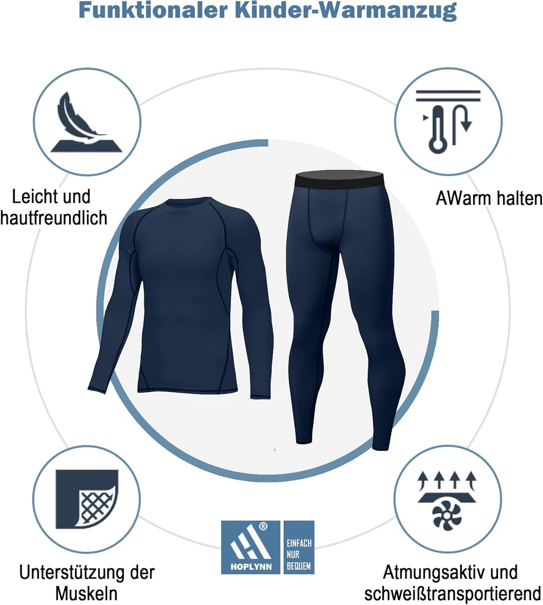 HOPLYNN - Thermal Underwear Set für Kinder Funktionsunterwäsche Skiunterwäsche Jungen Atmungsaktiv T