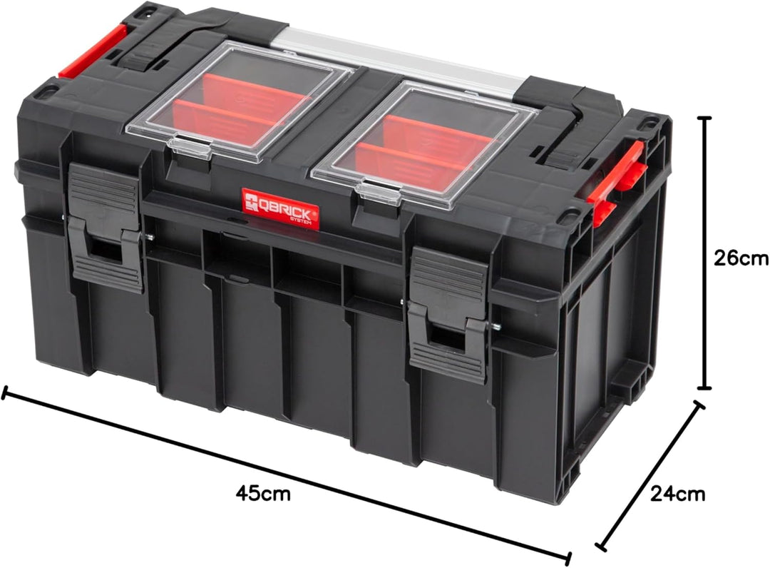 Qbrick System Werkzeugkoffer Werkzeugkasten Leer Werkzeugkiste PRO 500 Profi Schwarz Rot 450 x 260 x